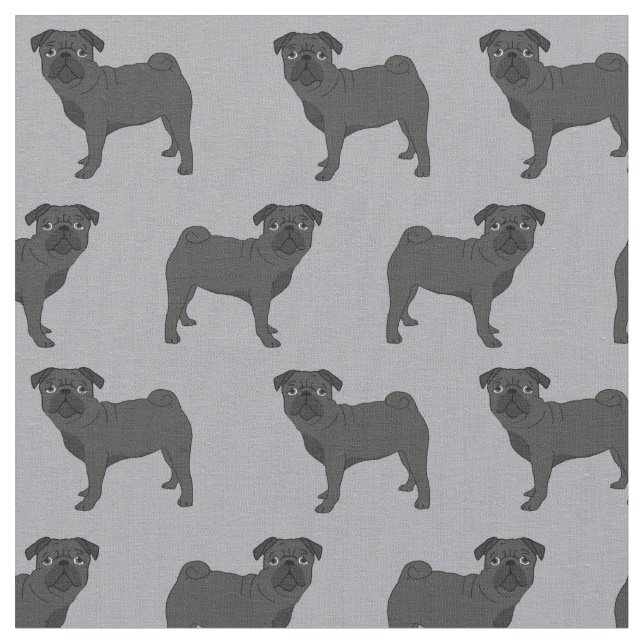 Tela perro negro Pug gris (De cerca)