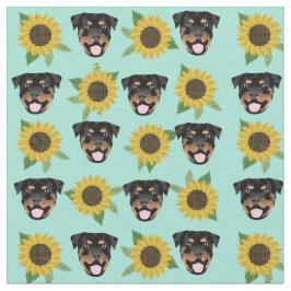 Tela Perro Rottweiler frente a la menta de los girasole