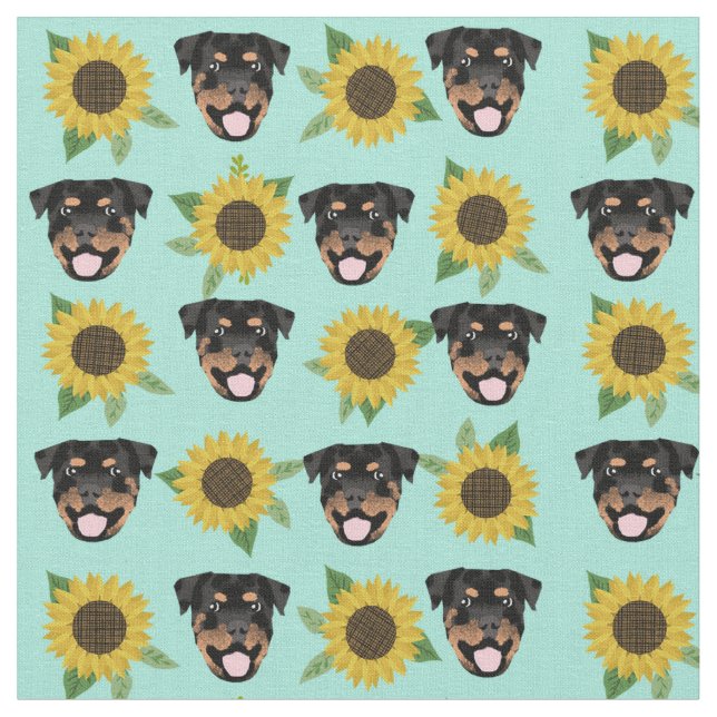 Tela Perro Rottweiler frente a la menta de los girasole (De cerca)