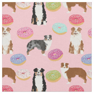 Tela Perros australianos y donuts rosados