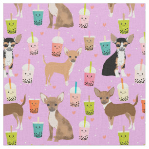 Tela Perros Chihuahua burbuja té morado