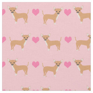 Tela Perros Chihuahua corazones rosados aman