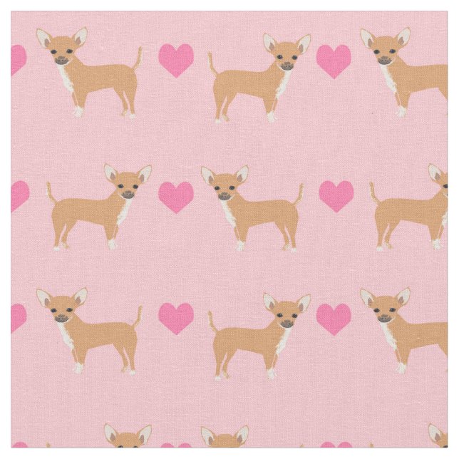 Tela Perros Chihuahua corazones rosados aman (De cerca)