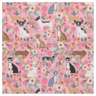 Tela Perros Chihuahua florines de cosecha rosa