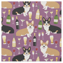 Tela perros corgi vino morado