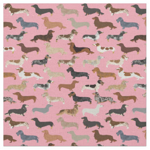 Tela Perros Dachshund rosados