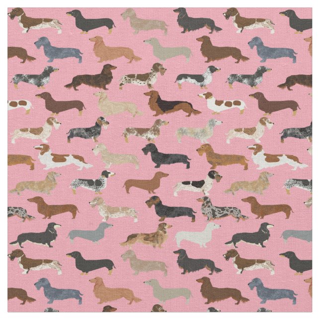 Tela Perros Dachshund rosados (De cerca)