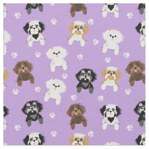 Tela Perros de bolsillo shih tzu morados