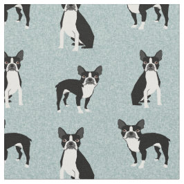 Tela Perros de Boston Terrier azul claro