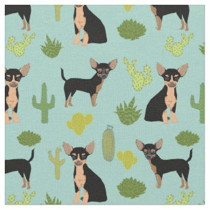 Tela Perros de cactus de Chihuahua azul claro