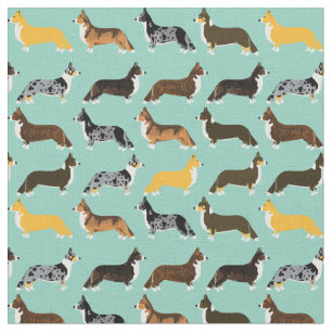 Tela Perros de Corgi menta