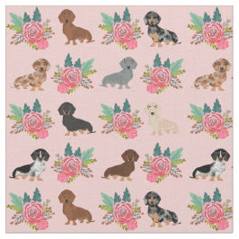 Tela Perros de Dachshund florines rosas