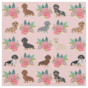 Tela Perros de Dachshund florines rosas