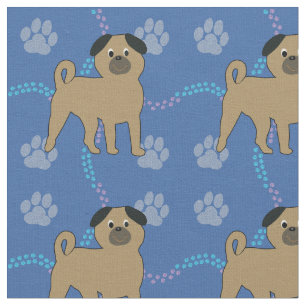 Tela Perros de dibujos animados - Pug v1
