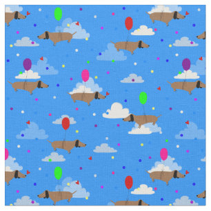 Tela perros divertidos dachshund globos nubes