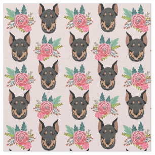 Tela Perros Doberman florines rosas