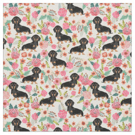 Tela Perros negros y Tan Dachshund florines crema vinta