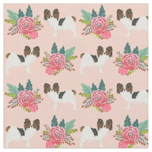 Tela perros papilones florines rosas