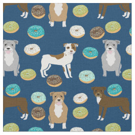 Tela Perros Pitbull: comida de donuts azul marino
