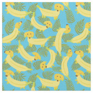 Tela Perros plásticos tropicales de banana con estampad