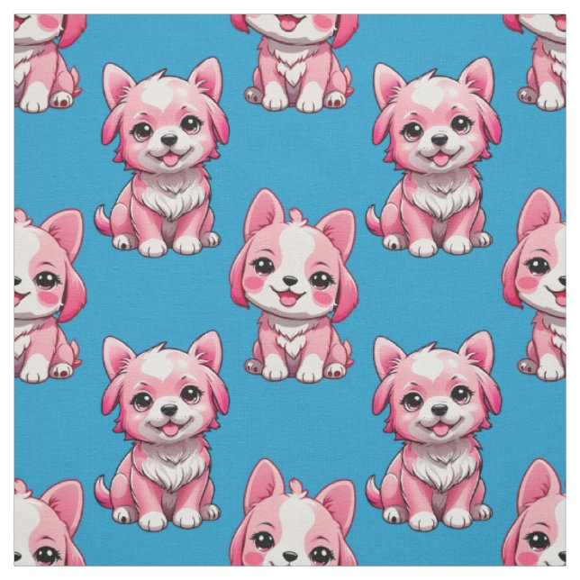 Tela Perros rosados lindos - Azul (Retal)