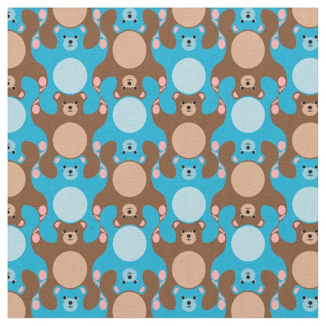 Tela Personalizable Blue Brown Teddy Bear Tesselation F (De cerca)