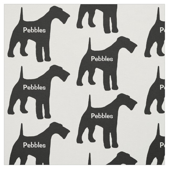 Tela Personalizado Airedale Terrier Dog Silhouette Fabr (Retal)