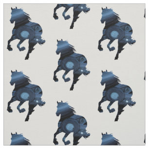 Tela Personalizado de Caballo Azul Algodón Twill (58" d