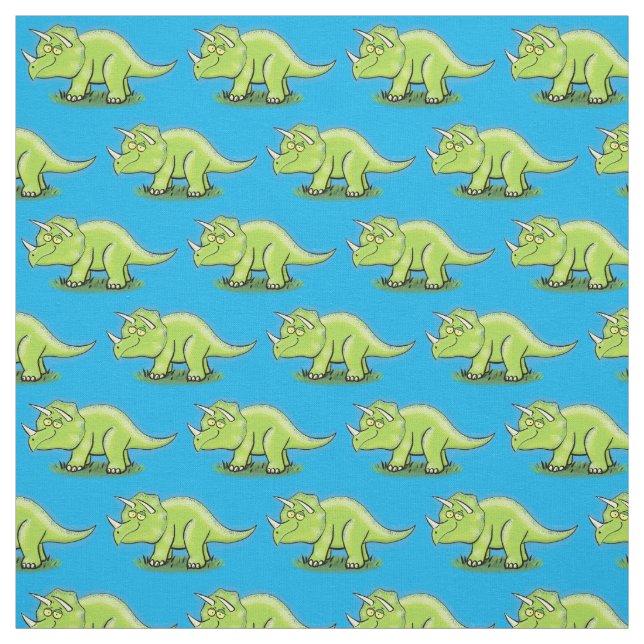 Tela Personalizado de dinosaurios de triceratops verde  (Retal)