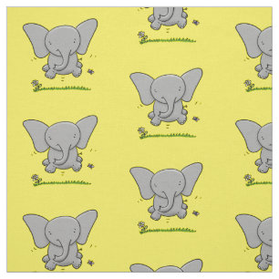 Tela Personalizado de elefante bebé feliz, ilustracion