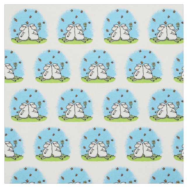 Tela Personalizado de ovejas y mariposas (Retal)