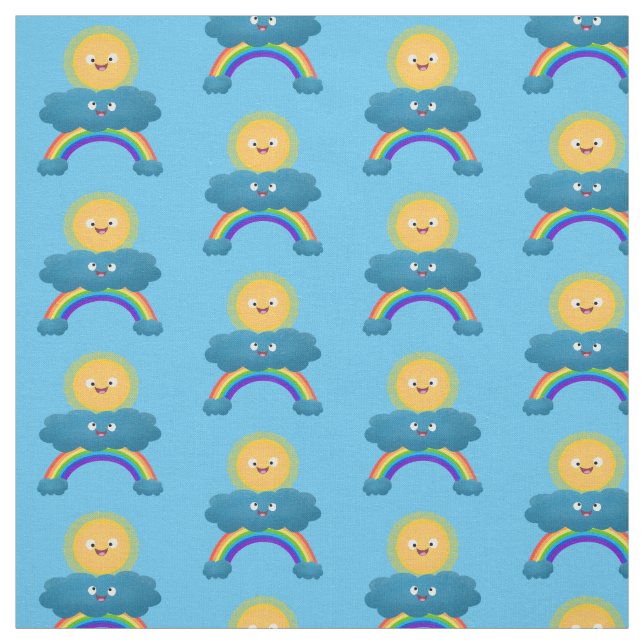 Tela Personalizado del arco iris de la nube de sol feli (Retal)