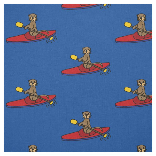 Tela Personalizado divertida de mar Otter Kayaking (Retal)