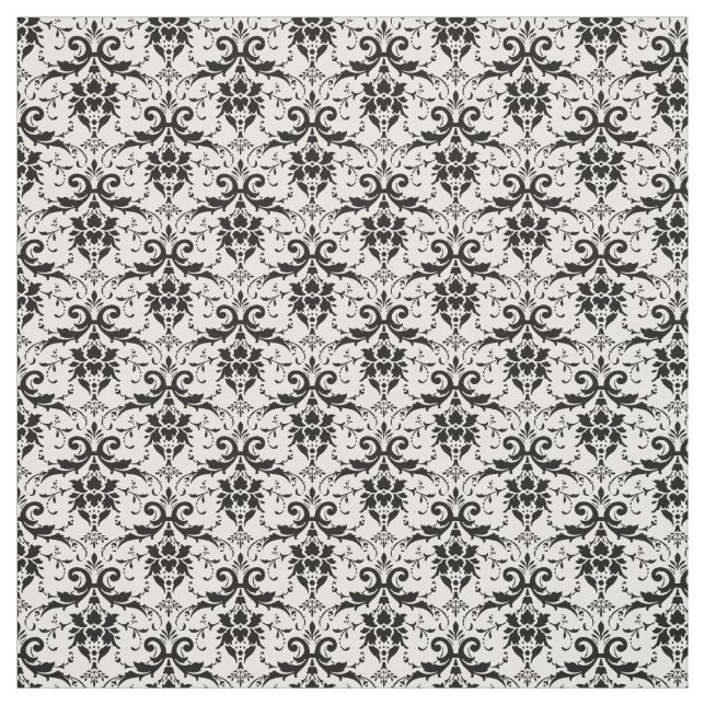 Tela Personalizado Fabric-Black & White Damask (Retal)
