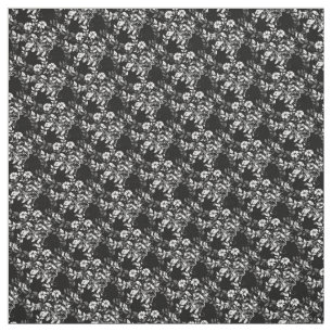 Tela Personalizado Fabric-Floral en blanco y negro