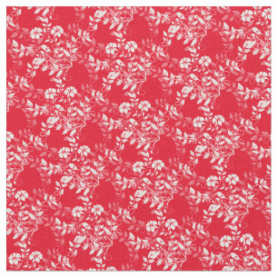 Tela Personalizado Fabric-Red & White Floral