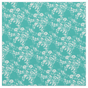 Tela Personalizado Fabric-Verde azulado y Floral blanca