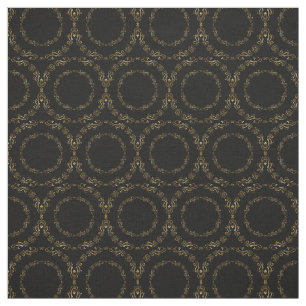 Tela Personalizado Fabrics-Black & Gold Floral Circle