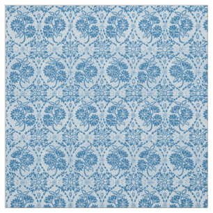 Tela Personalizado Indigo Azul Floral Faux Lace Pattern