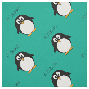 Tela personalizado lindo pingüino esmeralda y negro