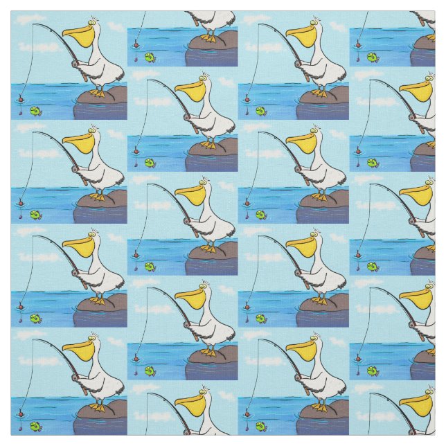 Tela Personalizado pelícano de pesca divertida (Retal)