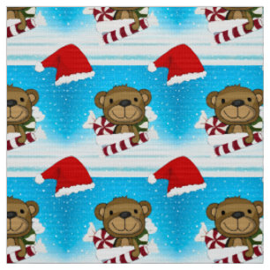 Tela Personalizado Santa Monkey con Gorra Santa Red