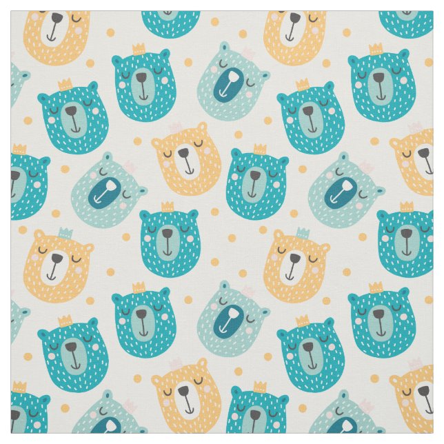 Tela Personalizado Sleepy Bear Pattern amarillo azul (Retal)