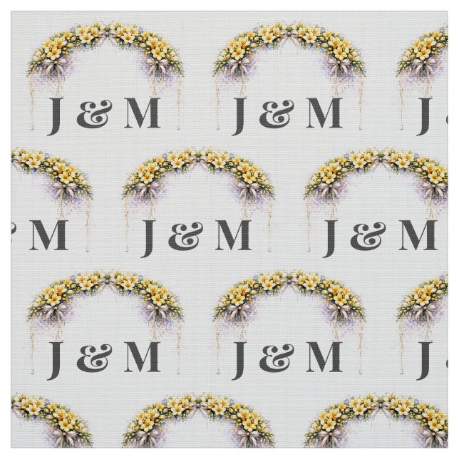 Tela Personalized Floral Wedding Fabric with Monogram (Retal)