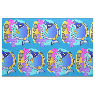Tela Pescado de agua salada de Personalizado azul y ama
