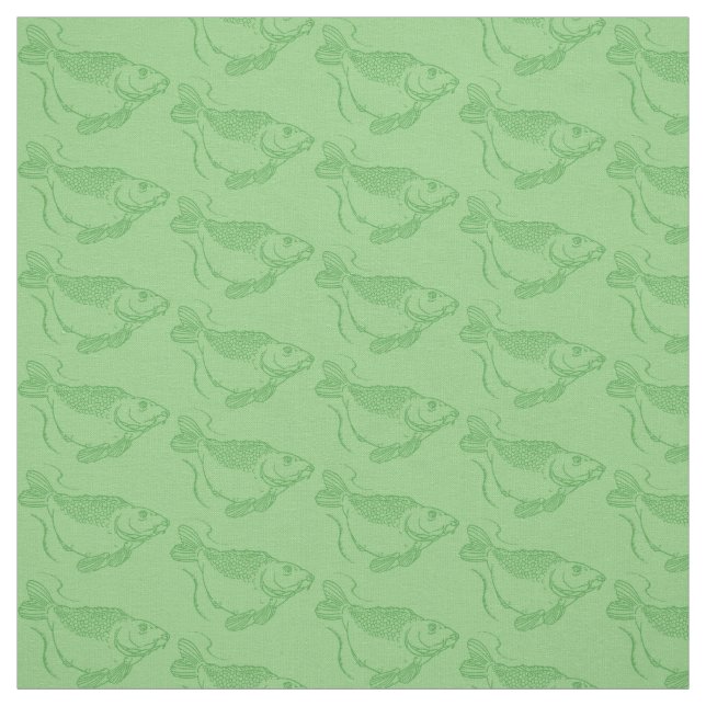 Tela Pescado de carpa Imprimir pescar verde caqui (Retal)