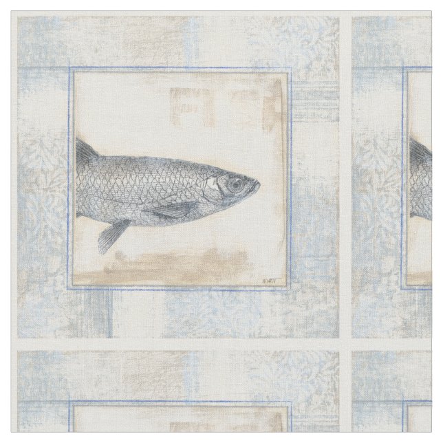 Tela Pescado gris en fondo beige (De cerca)
