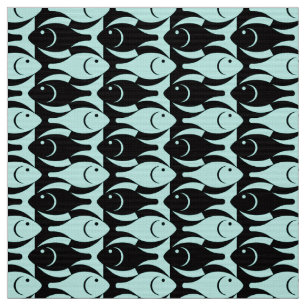 Tela Pescado moderno, acuático y negro de mediados de s
