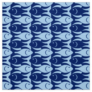 Tela Pescado moderno de mediados del siglo XX, cobalto 