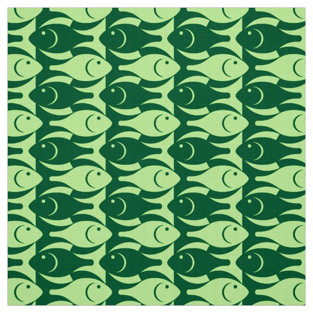 Tela Pescado moderno, menta y verde esmeralda (Retal)